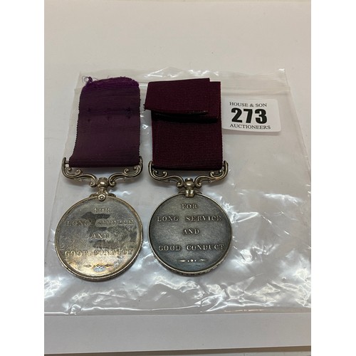 273 - Two Army Long Service And Good Conduct medals awarded to 155 Gunner C Curtis S.Of Guny, and Voluntee... 