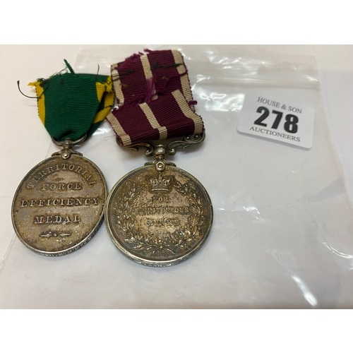 278 - A George V Territorial Efficiency medal and Meritorious Service medal awarded to 10029 Sjt. R.M Mill... 