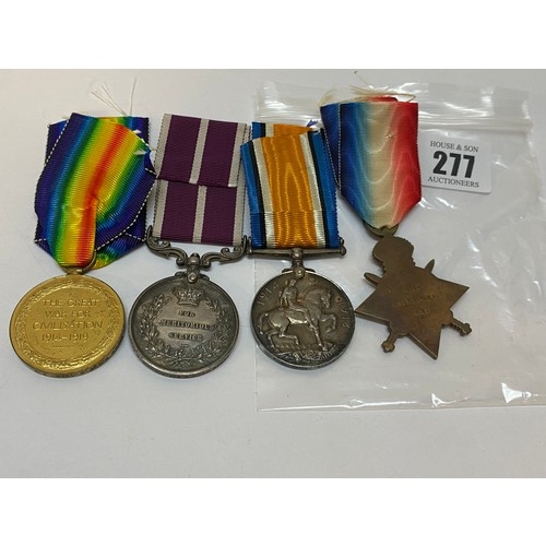 277 - A group of four First World War medals awarded 78004 S Sjt H Owen R.E comprising:- 1914-15 Star, Bri... 