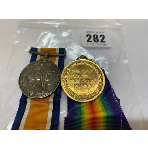 282 - A pair of First World War medals awarded to A.M Tooth V.A.D