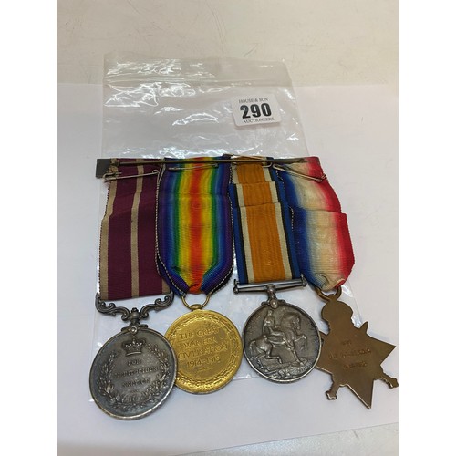 290 - A set of four First World War medals awarded to 12-8211 C.Q.M Sjt. G.E Benson 12/Lan:Fus: comprising... 