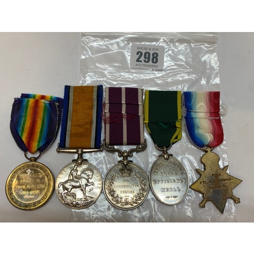 298 - A set of five medals awarded to T-422642 Dvr CA.C.S Mjr  S Donoghue 2/D.T Coy R.A.S.C comprising:- F... 