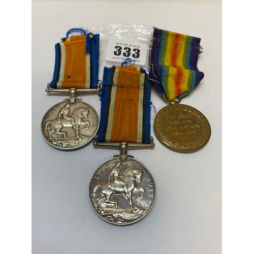 333 - A First World War Victory medal awarded to Capt. A.L Milroy and two British War medals awarded to Re... 