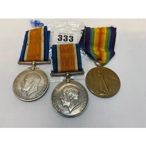 333 - A First World War Victory medal awarded to Capt. A.L Milroy and two British War medals awarded to Re... 