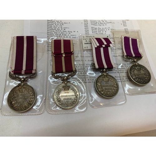 277 - Four George V Meritorious Service medals awarded to S-354810 Sgt W.A. Crosbee R.A.S.C, 49828 PNR H. ... 