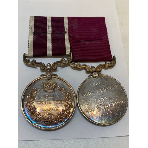 287 - A pair of medals awarded to Sjt. J Lewis R.W Kent R. comprising:- Long Service and Good Conduct meda... 