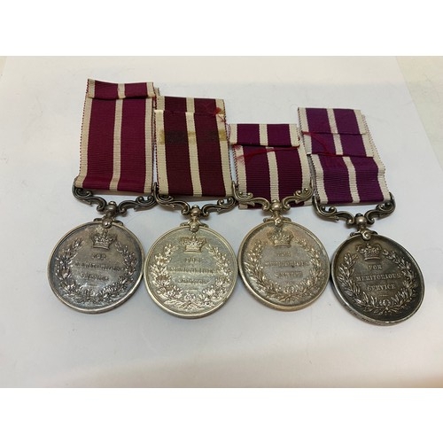 289 - Four Meritorious Service medals awarded to 950440 B.S Mjr H.J Thorn R.F.A, 11286 C.S Mjr-A.C.Q.M Sjt... 