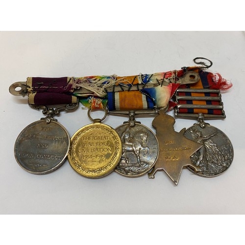 290 - A group of five medals awarded to 6125 B.S Mjr. C.I Bendelow R.F.A comprising:- Queens South Africa ... 