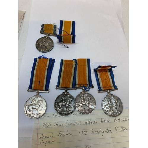 295 - Five British War medals awarded to 37174 Pte. V. Gudienus High L.I, W.T Schl MR..R.E.A Fielding R.N,... 