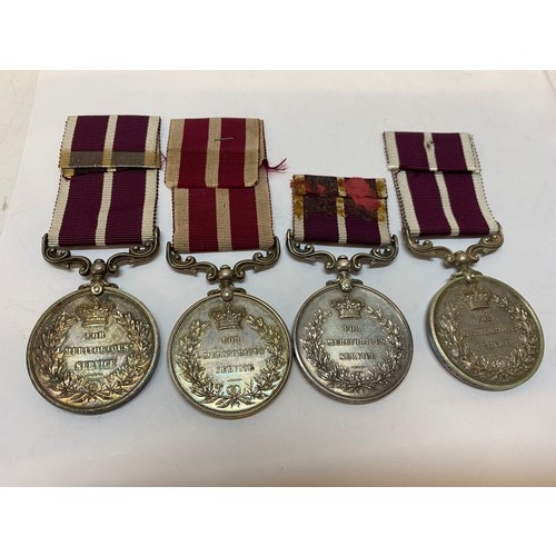 293 - Four Meritorious Service medals awarded to 98168 Sjt. D.M Alexander R.G.A, 47872 Gnr. H.M. Hutchinso... 