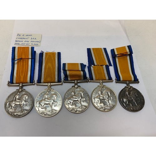 296 - Five British War medals awarded to 90 Cpl. E.J Hobbs Household BN., 922 Bar Fakira 51 S Camel, F 364... 