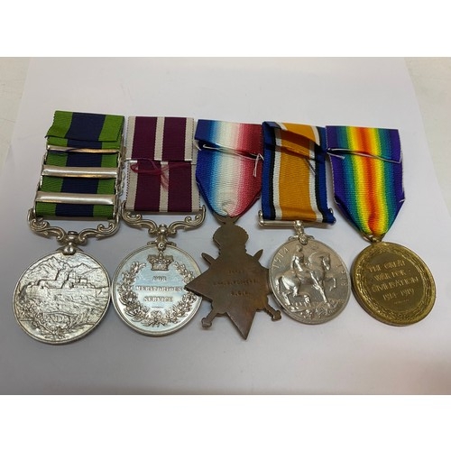 318 - A group of five medals awarded to 1407241 Bmbr S. Flowers R.A comprising:- First World War trio, Ind... 