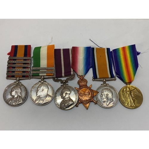 296 - A group of six medals awarded to 97802 Spr W.S Maiden R.E comprising:- Queens South Africa medal wit... 