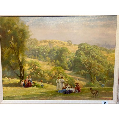 13 - Edgar Barclay – Oils on canvas entitled Hampstead Heath, in a decorative frame - 19in. x 25in.