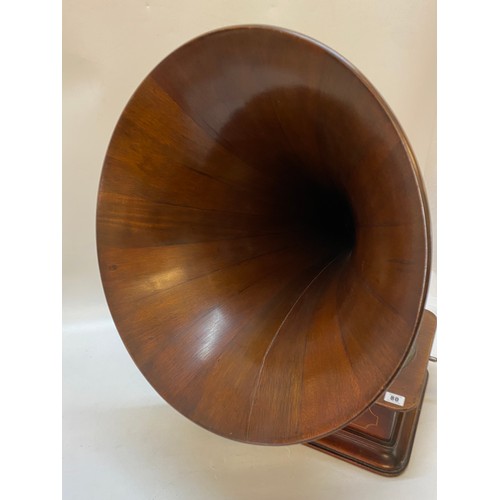 80 - A Columbia Royal gramophone with wooden horn, in a mahogany and inlaid case