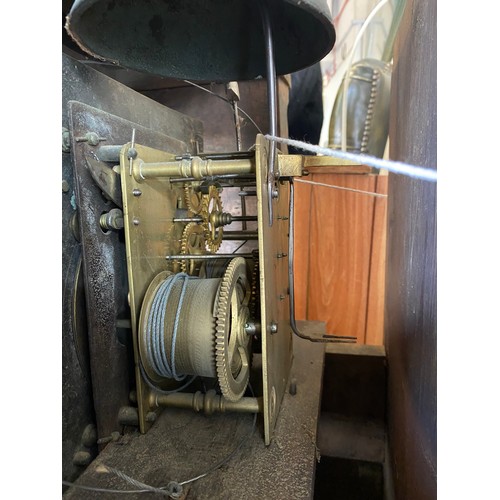 69 - An 18th Century longcase clock by John Rouckleiffe of Bridgewater with brass dial, silvered chapter ... 