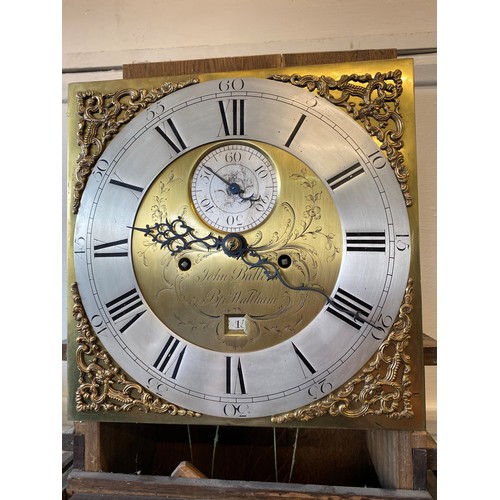 53 - An 18th Century longcase clock by John Bullock of Bishop Waltham, square brass dial with circular ch... 