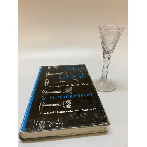 152 - An antique wine with engraved decoration to the bowl of Britannia, faceted stem and a copy of Old Gl... 