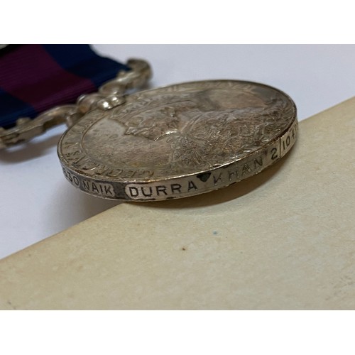 209 - An Indian Distinguished Service medal with second award bar awarded to 1630 Naik Durra Khan 2/10 4th... 