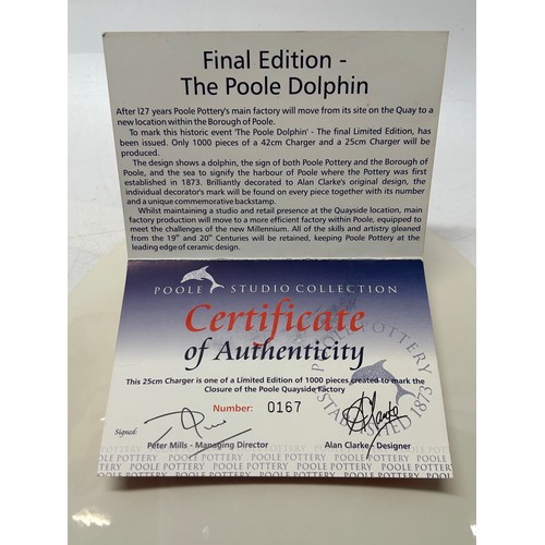 85 - A Poole Pottery small limited edition charger - Final Edition The Poole Dolphin, no,. 167 of 1000, c... 