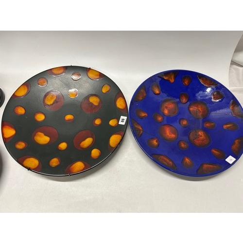 90 - Two Poole Pottery Galaxy chargers - 16in. dia.  (one af)