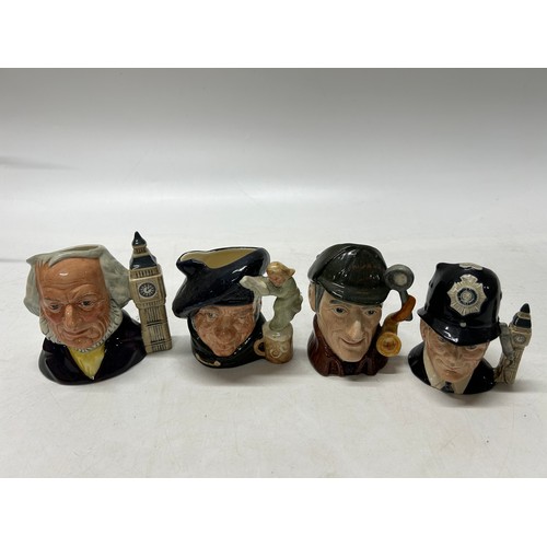 118 - Four Royal Doulton character jugs - The Sleuth, London Bobby, Tam O'Shanter and John Doulton