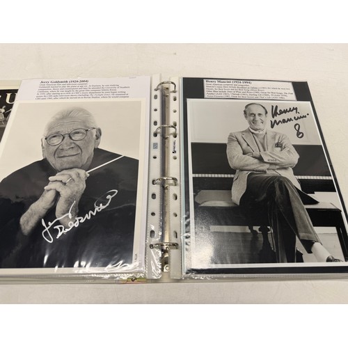 20 - A folder of coloured and black and white photographs bearing signatures comprising:- Sir George Mart... 