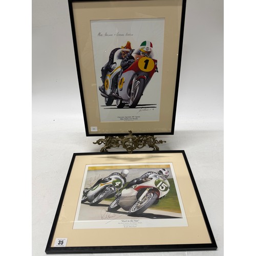 35 - Jim Blanchard.  A coloured print entitled Duel In The Sun bearing signatures of Phil Read Yamaha and... 