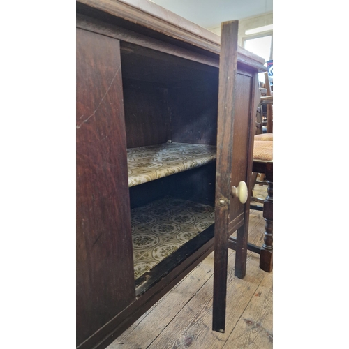 319 - Early 20th century oak washstand with marble top