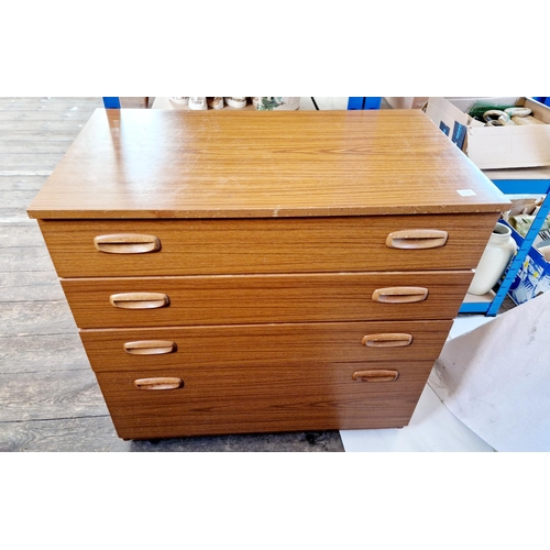 347 - Shrieber teak side cabinet with cupboard and six drawers and a matching chest of four graduating dra... 