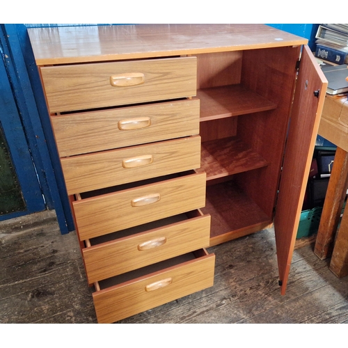 347 - Shrieber teak side cabinet with cupboard and six drawers and a matching chest of four graduating dra... 