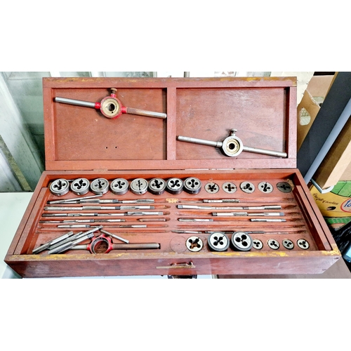 398 - Tap and die set in fitted cabinet