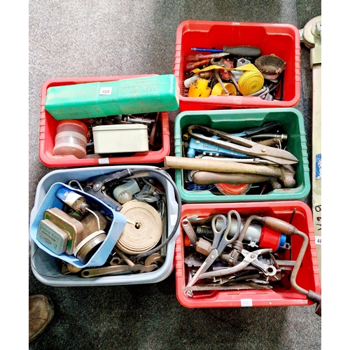 403 - Five crates of various wood working and hand tools