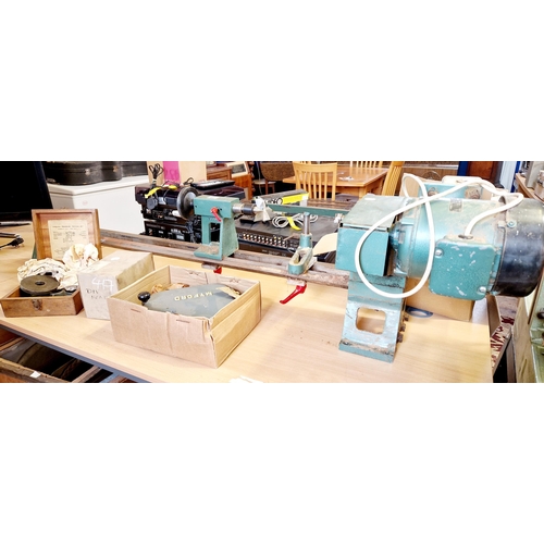 417 - Avon woodworking lathe and accessories