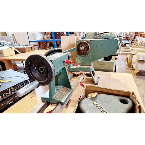 417 - Avon woodworking lathe and accessories