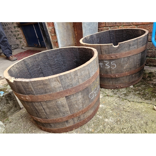 435 - Two wooden half barrels