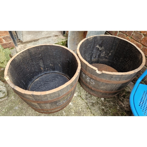 435 - Two wooden half barrels