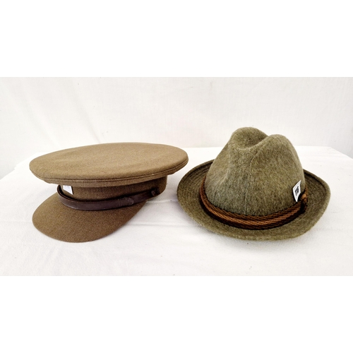 116 - Military peak cap and Shandon trilby hat