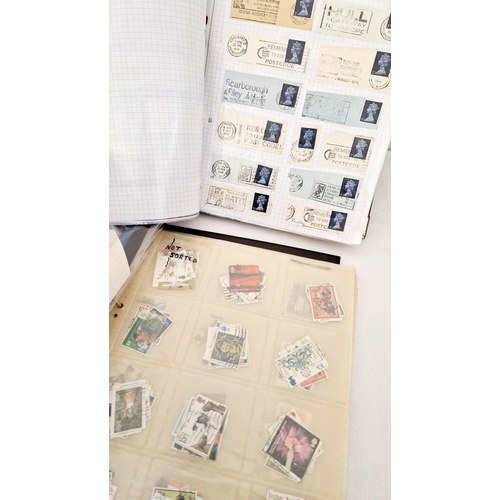 3 - Three folders of mainly GB stamps and postmarks plus a qty of loose and an album of covers