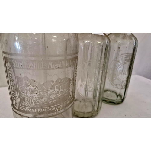 45 - Five assorted glass soda syphons inc. Schwepps, Stretton etc