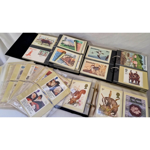 9 - Three cover albums and some loose, with GB and other PHQ cards