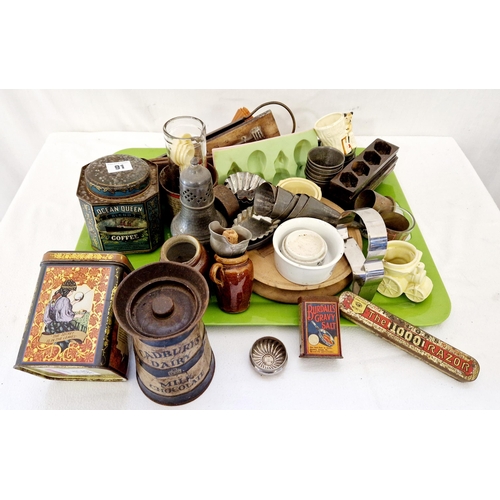 91 - Collectables, incl. Cadbury's Dairy Milk Chocolate and Burdall's Gravy Salt tins, assorted kitchenal... 