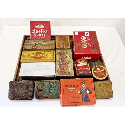 93 - Qty of vintage named tins incl. OXO, Beefex Cubes etc