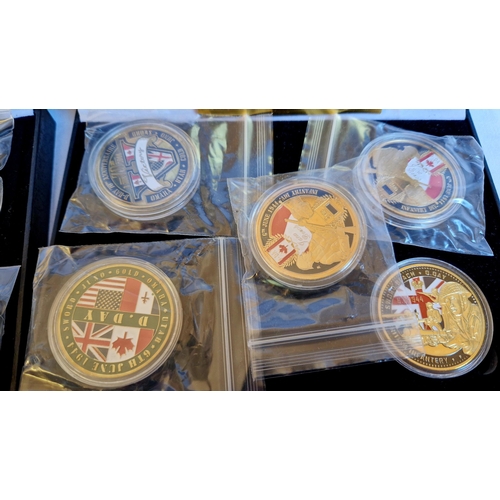 183 - Collection of 24K plated colour coins for various commemoratives