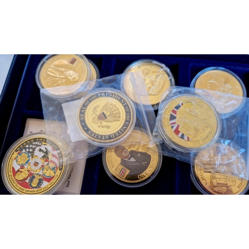 183 - Collection of 24K plated colour coins for various commemoratives