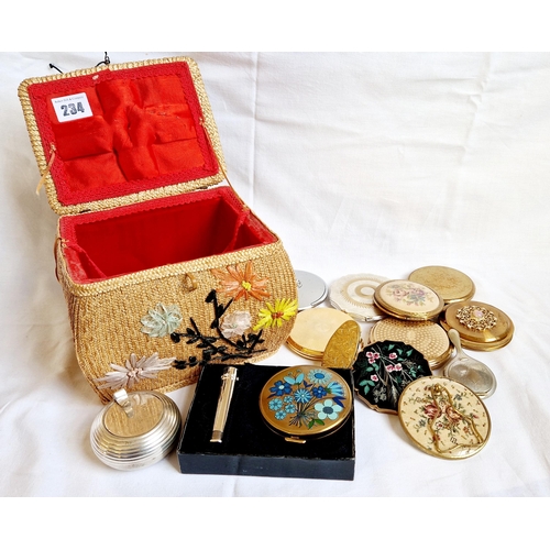 234 - Basket of approx 12 vintage and other compacts incl. Stratton