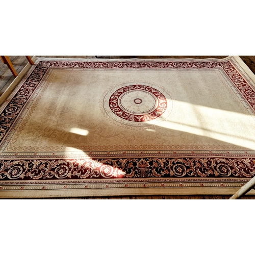 246 - Modern Mastercraft Polypropylene red and beige rug - Noble Art, approx. 80