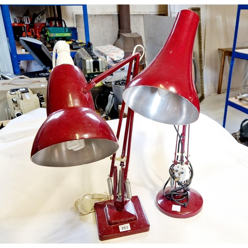 252 - Two Anglepoise style lamps on square and circular bases