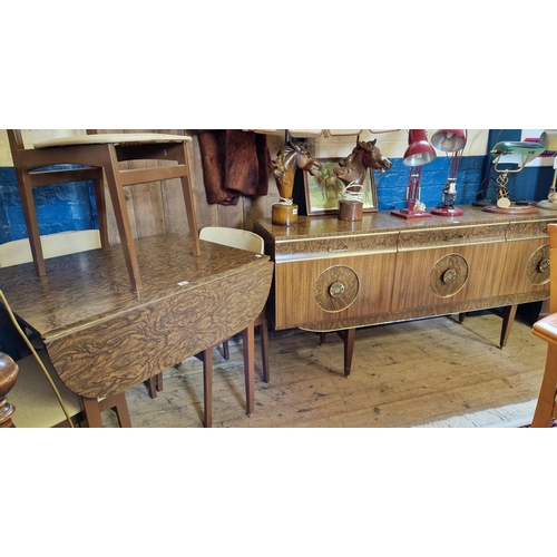 267 - Retro Formica dining furniture comprising sideboard, kitchen table and four chairs