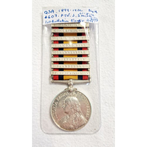 262 - Queen’s South Africa medal 1899 – 1902 with eight clasps, South Africa 1901 & 
1902; Belfast; Diamon... 